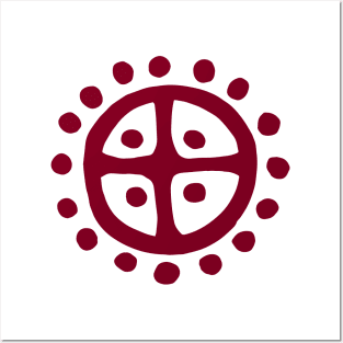 Sun Wheel in Dark Red | Prehistoric Norse Art Posters and Art